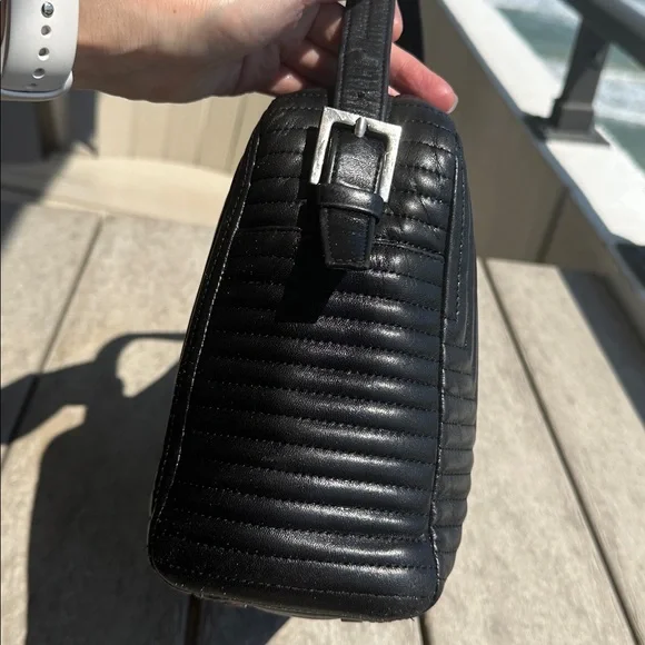 Bally Black Lambskin Quilted Geometric Shoulder Bag | Vintage | EUC - Picture 7 of 13